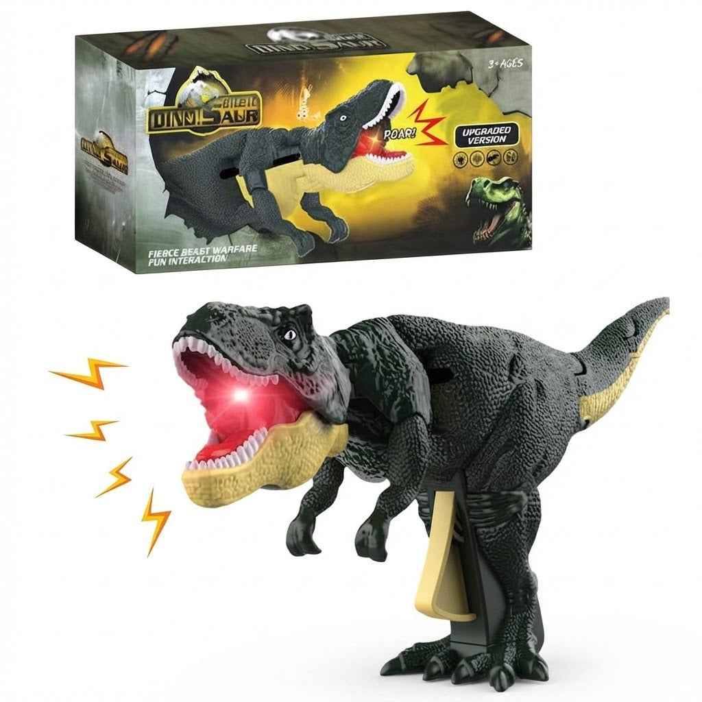 Trigger T-Rex Dinosaur Toy with Sound & Light – Handheld Roaring Dinosaur with Biting Action, Moving Head & Tail for Kids 3+